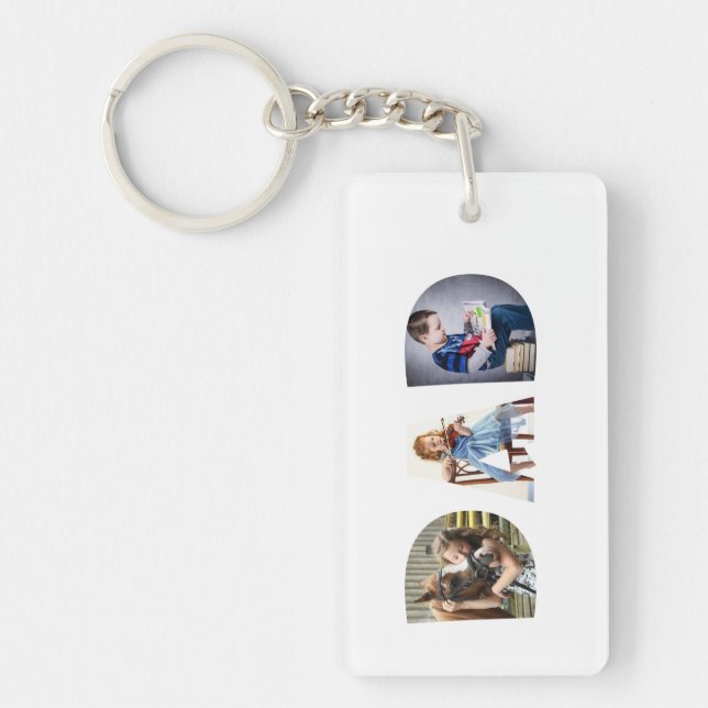 Cute DAD Transparent Letters Father's Day 3 Photos Key Ring (Front)