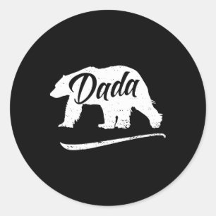 Cute Dada Bear Wild Fishing Hiking Walking Outdoor Classic Round Sticker