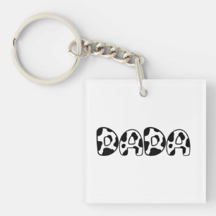 Cute Dada Cow Birthday Family Matching Farm Key Ring