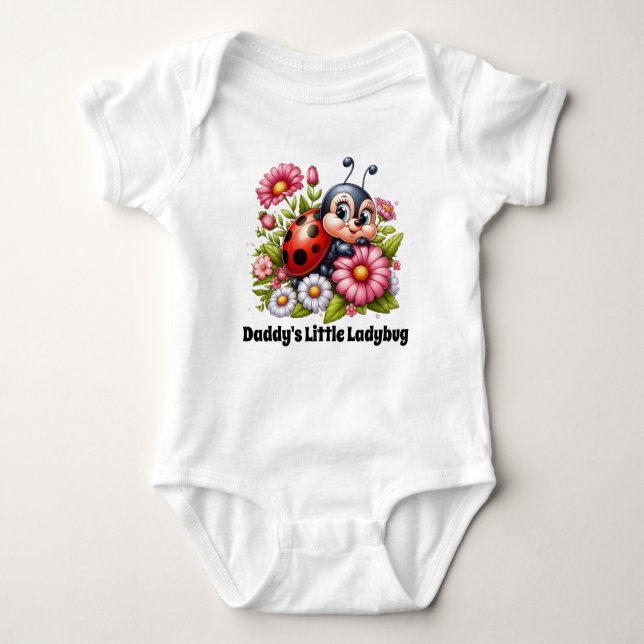 Cute Daddy' little ladybug add text girls  Baby Bodysuit (Front)