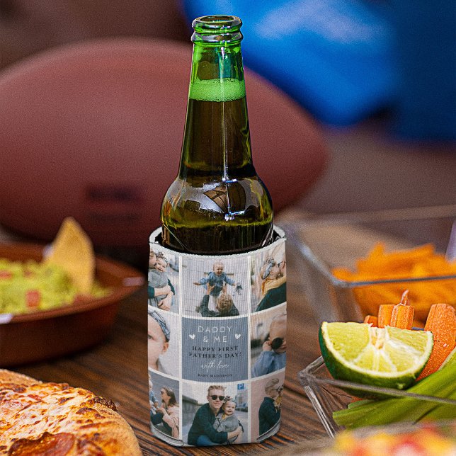 Cute 'Daddy & Me' Photo Collage 1st Father's Can Cooler (Creator Uploaded)