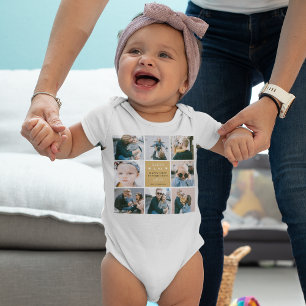 Cute 'Daddy & Me' Photo Collage 1st Father's Day Baby Bodysuit