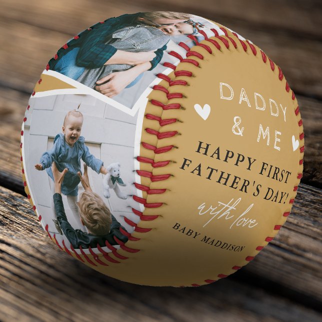 Cute 'Daddy & Me' Photo Collage 1st Father's Day  Baseball (Creator Uploaded)