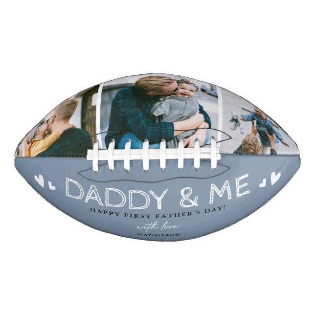 Cute 'Daddy & Me' Photo Collage 1st Father's Day Football (Front)