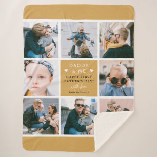Cute 'Daddy & Me' Photo Collage 1st Father's Day S Sherpa Blanket