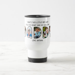 Cute DADDY Son Quote Saying 5 Photo Collage Travel Mug