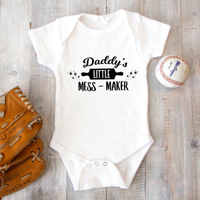 Cute Daddy's Little Mess-Maker Funny Boy Baby Bodysuit (Creator Uploaded)