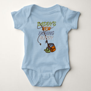 Cute Daddy's New Fishing Buddy Text Baby Bodysuit