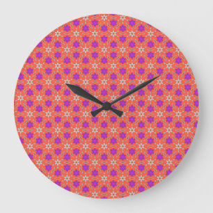 Cute Daffodils Flowers and Diamonds Floral Pattern Large Clock
