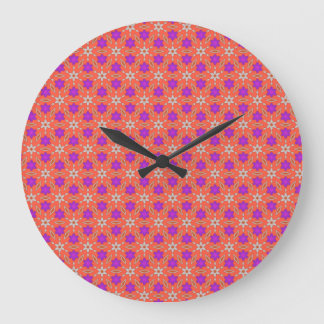 Cute Daffodils Flowers and Diamonds Floral Pattern Large Clock