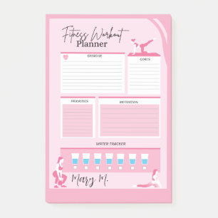 Cute Daily Fitness Workout Tracker Planner  Post-it Notes