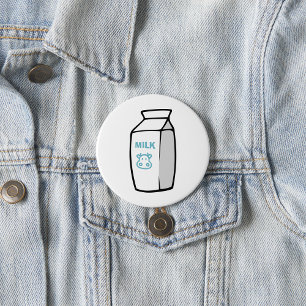Cute Dairy Cow Cartoon Milk Carton Illustration  7.5 Cm Round Badge