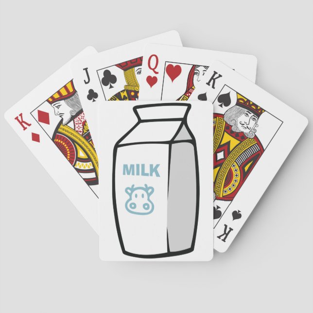 Cute Dairy Cow Cartoon Milk Carton Illustration  Playing Cards (Back)