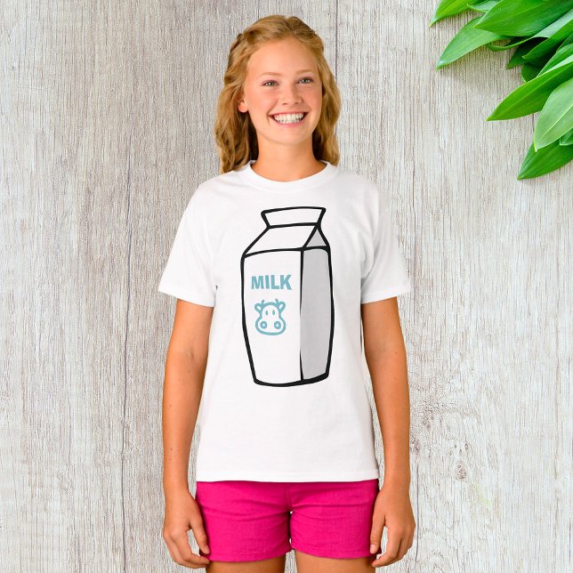 Cute Dairy Cow Cartoon Milk Carton Illustration  T-Shirt (Creator Uploaded)