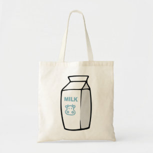 Cute Dairy Cow Cartoon Milk Carton Illustration Tote Bag