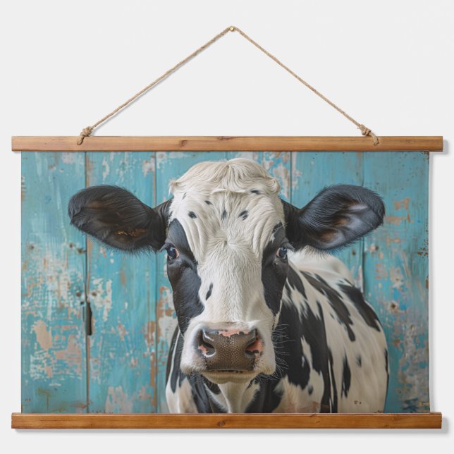Cute Dairy Cow Farmhouse Painting Hanging Tapestry (Front)