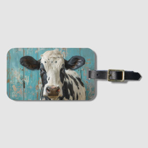 Cute Dairy Cow Farmhouse Painting Luggage Tag