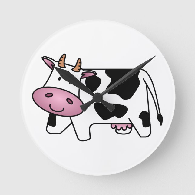 Cute Dairy Cow Round Clock (Front)
