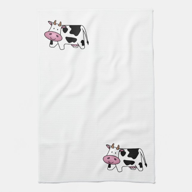 Cute Dairy Cow Tea Towel (Vertical)