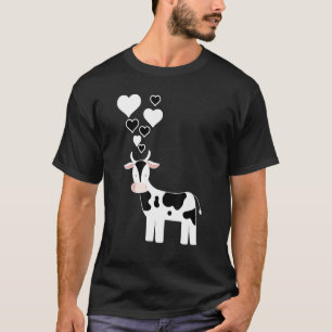 Cute Dairy Cow With Hearts I Love Cows T-Shirt