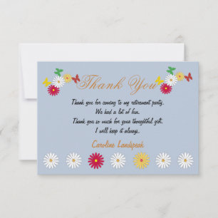 Cute Daisies & Butterflies Happy Retirement Thanks Card