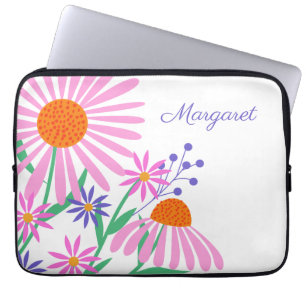 Cute Daisies custom name laptop sleeves