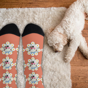 Cute Daisies Custom Photo Pet Dog Lover Pink Socks