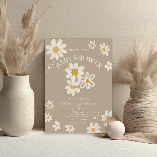 Cute Daisies Retro Boho Baby Shower  Invitation (Creator Uploaded)