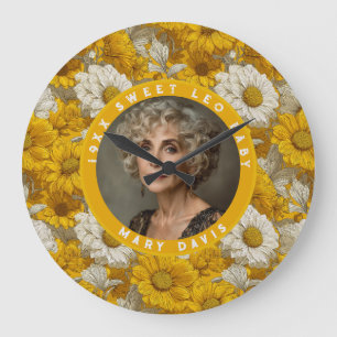 Cute Daisy Adult Birthday Best Friend Yellow Large Clock