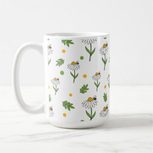 Cute Daisy and Bee Seamless Pattern Coffee Mug