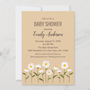Cute Daisy Baby Shower Invitation in tan