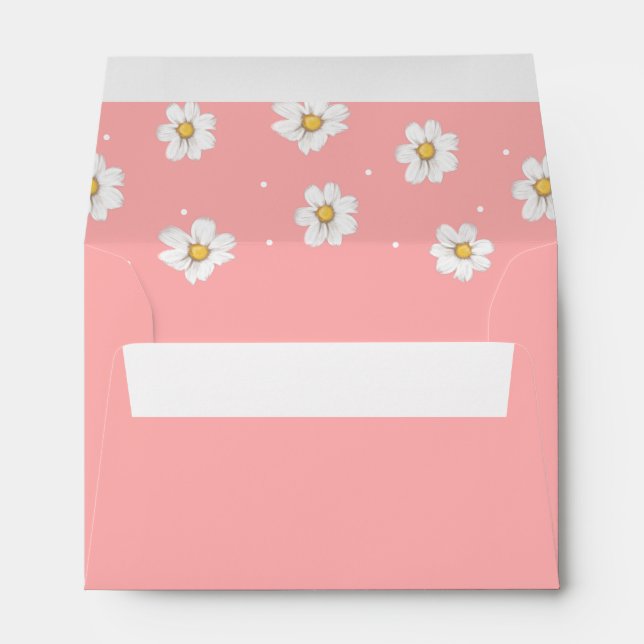 Cute Daisy Blush Pink Invitation Envelope (Back (Bottom))