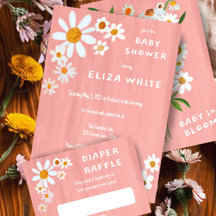 Cute Daisy Bouquet Handpainted Custom Baby Shower Enclosure Card