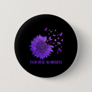 Cute Daisy Butterflies Purple Ribbon Overdose Awar 6 Cm Round Badge