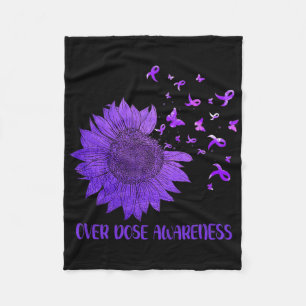 Cute Daisy Butterflies Purple Ribbon Overdose Awar Fleece Blanket