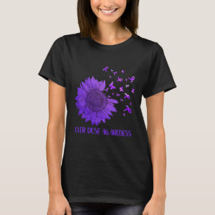 Cute Daisy Butterflies Purple Ribbon Overdose Awar T-Shirt
