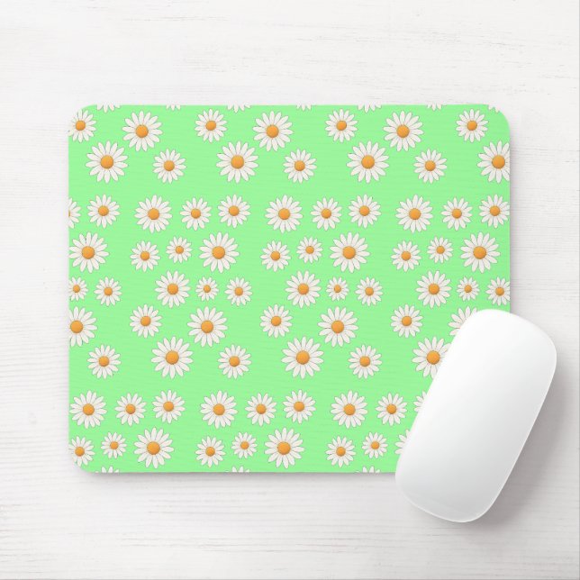 Cute Daisy Floral – Aesthetic Desk Accessory -  Mouse Pad (With Mouse)