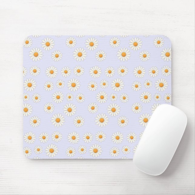 Cute Daisy Floral – Aesthetic Desk Accessory -  Mouse Pad (With Mouse)