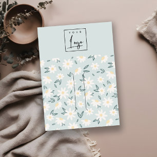 Cute Daisy Floral Aqua Blue Logo Hair Clip Holder Business Card