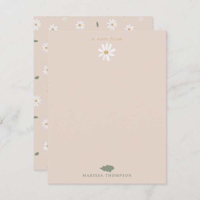 Cute Daisy Floral Blossoms & Greenery Custom Name Card (Front/Back)