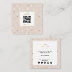 Cute Daisy Floral Blossoms & Greenery Florist Square Business Card