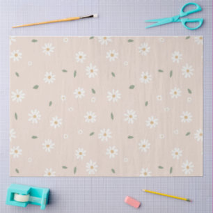 Cute Daisy Floral Blossoms & Greenery Tissue Paper