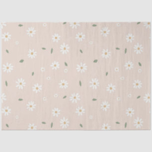 Cute Daisy Floral Blossoms & Greenery Tissue Paper