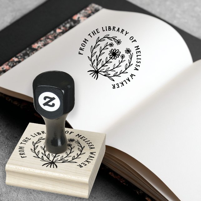 Cute Daisy Floral CUSTOM Add Own Text Ex Libris Rubber Stamp (Cute Daisy Floral CUSTOM Add Your Text Library Book Belongs to BOOKPLATE EX LIBRIS Rubber Stamp
)