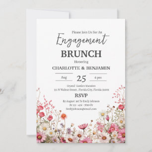 Cute Daisy Floral Engagement Brunch Party Invitation