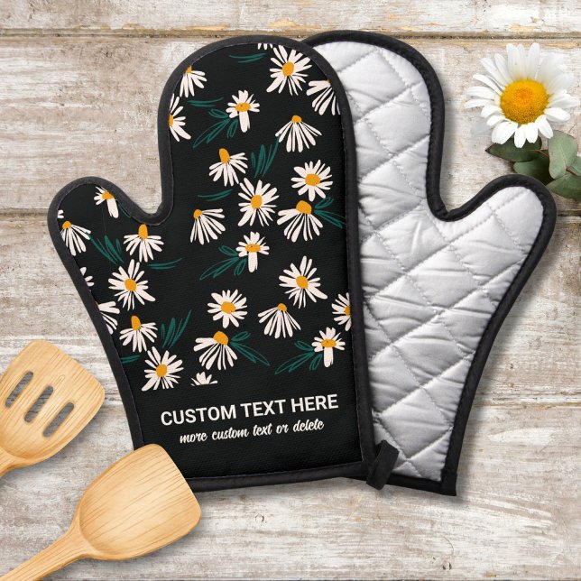 Cute Daisy Floral Pattern Add Your Custom Text Oven Mitt (Creator Uploaded)