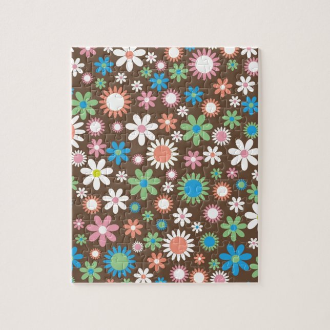 Cute Daisy Floral Pattern Jigsaw Puzzle (Vertical)