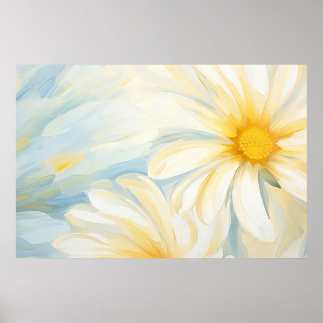 Cute daisy flower abstract painting. poster (Front)