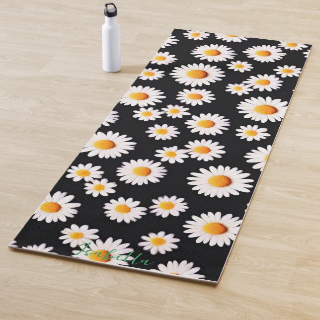 Cute Daisy Flower Botanical pattern girly Yoga Mat (In Situ)