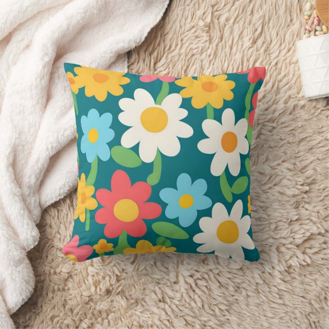 Cute Daisy Flower Botanical pattern school girly Cushion (Blanket)